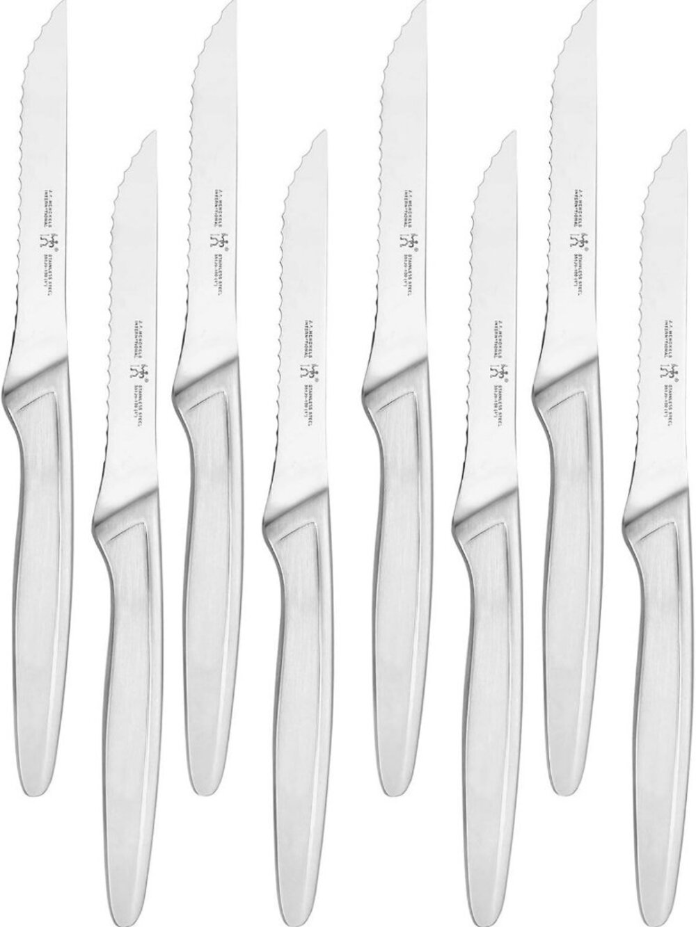 Set of 8 Razor-Sharp Steak Knives - German Engineered, Silver Finish, Kitchen